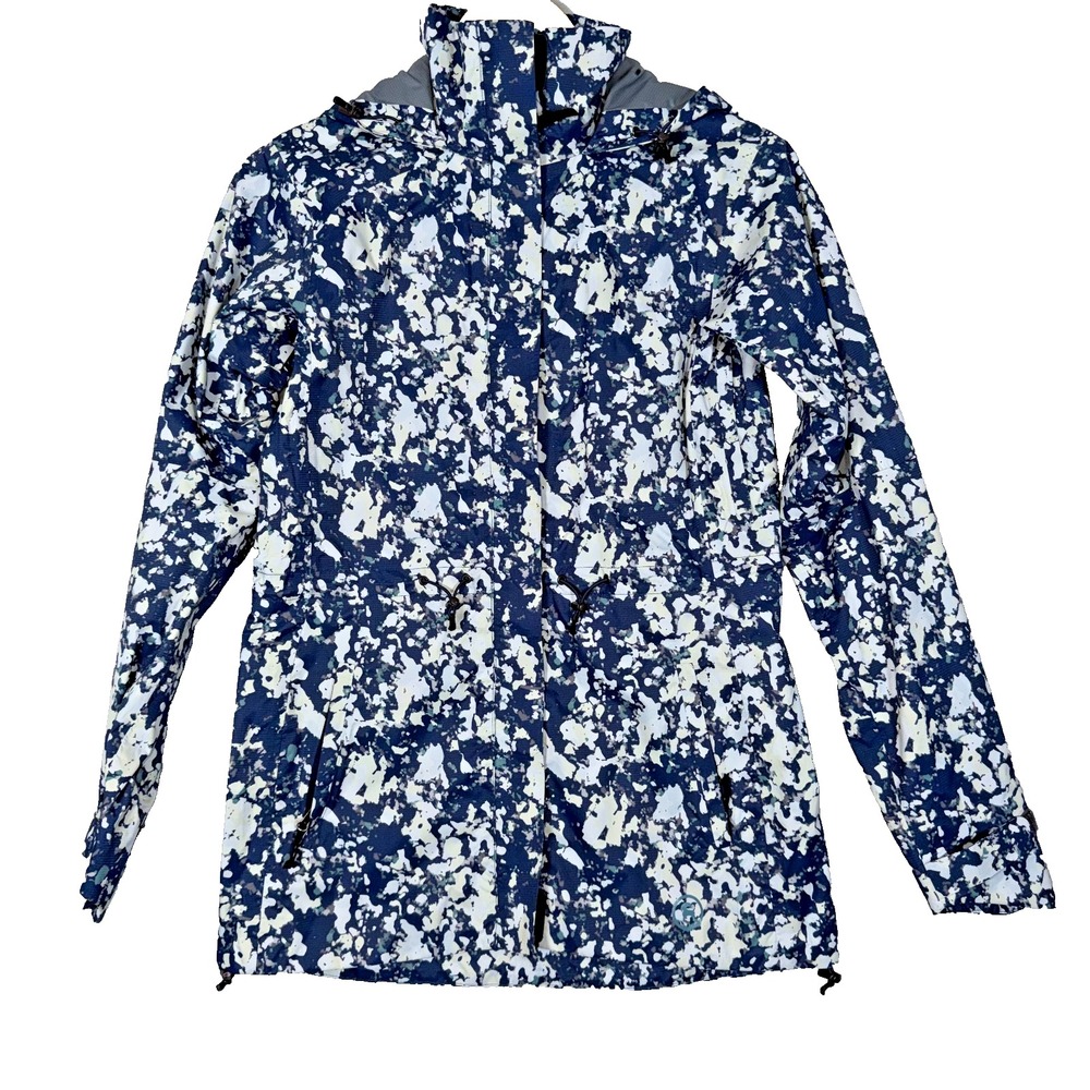 BACKCOUNTRY Women Trail Weight Blue‎ White Splatter Pattern Shell Rain jacket XS